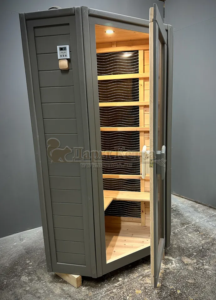 Одноместная угловая инфракрасная сауна кабина из кедра с карбоновыми излучателями